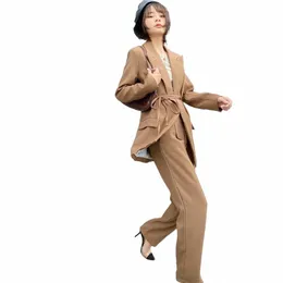pbza 2024 Весна Новый женский Fi темперамент пригородный универсальный повседневный костюм куртка + плиссированные брюки комплект e79a #