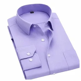 alta qualità Butt Down Lg Sleeve Slim Fit Uomo Dr Shirt 2018 Autunno Designer Solid Abbigliamento maschile Camicie Busin M-4XL S0wJ #