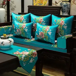 Chinese Style Cushion Cover Classical Striped Embroidery Flowers Decorative Pillows Mahogany Sofa Chair Seat Wedding Decor 240325