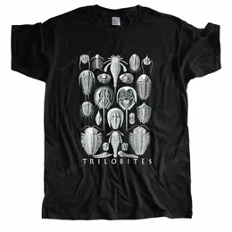 Men Crew Neck Tshirt Cott Tee-Shirt Trilobites Black Trilobites by Haeckel ، الحفريات ، الجيولوجيا الجيولوجيا الجديدة للرجال ، T-shirt t-shirt h2yf#