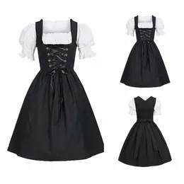 Senhoras alemãs Beer Maid Dirndl Baviera Oktoberfest Dr com trajes de abril Festa Halen Fancy Dr F0H2 #