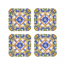 Bordmattor Citrus siciliansk Summer Decor Wasters Kök Placemats Isolering Cup Coffee For Home Table Seary Pads Set av 4