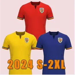 2024 Romênia Seleção Nacional Mens Camisas de Futebol ALIBEC STANCIU Home Amarelo Camisas de Futebol Uniformes de Manga Curta