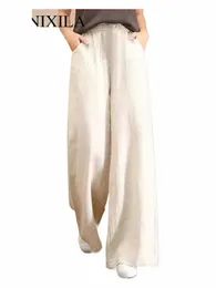 Novo na primavera verão cott calças de perna larga feminina lazer fi malha calças formais streetwear elegante solto roupas femininas r2w1 #
