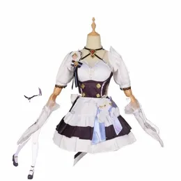 elysia Anime Game Hkai Impact 3rd Cosplay Costume Clothes Wig Uniform Cosplay The Moth Who Chases the Flames Maid Uniform D5ip#