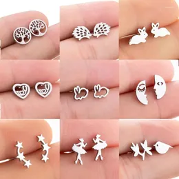 Stud Earrings Jisensp Stainless Steel Ballet For Women Kids Cartoon Hedgehog Star Jewelry Animal Earings Gifts