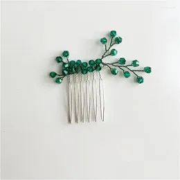 Hair Clips Barrettes Green Color Women Crystal Combs Jewelry Acccessories Head Decoration Ornament Bridal Tiara Handmade Drop Delivery Ot7Uc