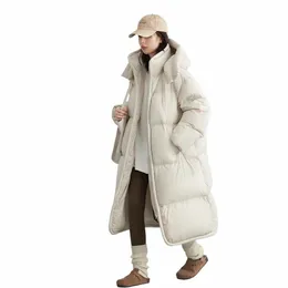 Şık Ven Kadınlar Lg Down Down Paltalar Bağlı Gevşek Yeni Katı Kadın Aşağı Ceket Kalın Yumuşak Sıcak Kadın Palto Sonbahar Kış 2023 M77T#