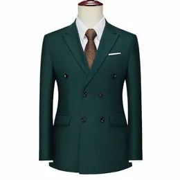 Zielony podwójnie piersi Mężczyzn Mężczyzn Sump Made Slim Fit Wedding Groom Płaszcze Solid Kolor Blazer Kurtka 2022 HOMBRE 6XL Y9MV#
