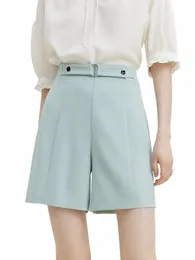 fsle kostym shorts för kvinnor nischdesign midja byxor sommar ny casual pendlare lös enkel stil fast färg shorts kvinnlig r1qk#