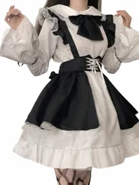 Женский наряд горничной Лолита Косплей Симпатичный сексуальный эротический костюм Kawaii Cafe Черно-белая мужская униформа Apr Dr Cute Bowknot Mucama 52EN #