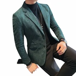 Giacca sportiva da uomo casual in velluto a coste 2023 New Fi Tie-dye Slim Fit giacche da uomo Casual Busin Office Social Wedding Groom Coat c6HC #