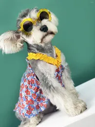 Cão vestuário verão floral halter vestido para cães gato roupas para animais de estimação pequena saia shnauzer akita pug camiseta filhote de cachorro roupas bonitos