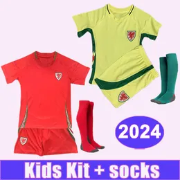 2024 Wales Kids kit Soccer Jerseys WILSON RAMSEY RODON N. WILLIAMS B. DAVIES MATONDO Home Away Football Shirts Short Sleeve Uniforms