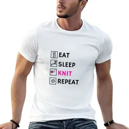 Herrtankstoppar äter sömn stickad upprepning stickning design t-shirt kort svett skjorta t skjortor män