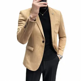 Fi İngiltere Stil Sonbahar Kış Kalın Erkekler Veet Suit Ceket / Erkek Yüksek Kalite 2023 Yeni Artı Beden Blazers Ceket A7JN#