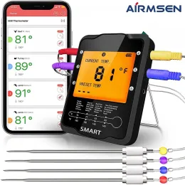 Wskaźniki Airmsen Wireless Bluetooth zdalne cyfrowe kuchenne kuchenne gotowanie żywności termometr podświetlenia z sondy do grilla do grilla BBQ