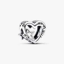 Openwork Family Heart & Star Charm Pandoras 925 Sterling Silver Luxury Charm Set Bracelet Making Beaded charms Designer Necklace Pendant Original Box TOP quality