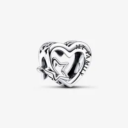 OpenWork Family Heart Star Charm Pandoras 925 Sterling Silver Luxury Charm Set Armband Making Beaded Charms Designer Halsband Pendant Original Box Top Quality