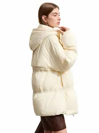 AMII minimalistisk 2023 Down Puffer Coat för kvinnor vinter tjockt puffbröd med huva hög krage lady lg ytterkläder ny 12324021 t0il#