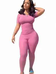 katı örme kuryreli eşofman kadın iki parçalı set sportif fitn t-shirt üst ve legging eşleştirme setleri egzersiz gündelik kıyafetler i7ld#