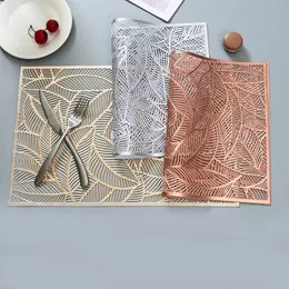 NEW 2024 1Pcs PVC Modern Heat Resistant Table Mats Fashion Rectangular Cutout Leaves Pattern Non-slip Table Placemat Kitchen Accessories