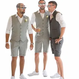 2024 Herrdräkt för bröllop Dr Summer Suits For Blaze Custom Made Prom Groomsman 2 Piece Set Duits Vest+Shorts S5QS#