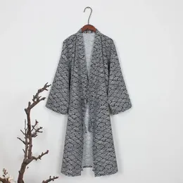 Ubrania domowe stylowe i wygodne męskie luźne szlafrok szlafroki nocne szlafrok miękki japoński kimono yukata bawełna (czarny)