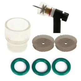 Lastoortsen 6 PCS #12 Pyrex Glass Cup Kit Stubby Collets Body Gas Lens Tig Welding Torch WP9 WP17 Mayitr 용접 액세서리