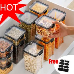 Number Food Storage Container Plastic Kitchen Refrigerator Noodle Box Multigrain Storage Tank Transparent Sealed Cans Herb Tea Plastic