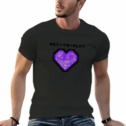 T-shirt „Pay-to-Play” Purple Heart Korean Fi Summer Ubrania zwykłe T-shirt Mężczyźni P66Q#