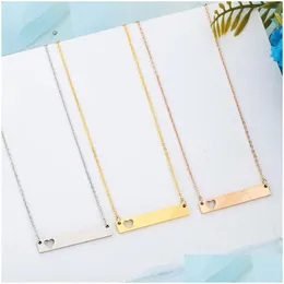 Anhänger Halsketten Liebe Herz Halskette Mode Gold Solide Blank Bar Edelstahl Für Käufer Eigene Gravur Schmuck DIY Drop Lieferung P Dhmqd