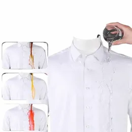 Primavera nova high-end masculina impermeável suja hidrofóbica anti-incrustante n-iring busin camisa casual branco-azul-lg mangas compridas t0ba #