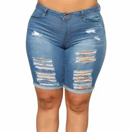 S-2XL denim shorts kvinnor sommar rippade jeans shorts fi casual mager shorts 2022 ny toppkvalitet 0362#