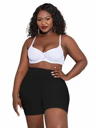 Finjani Plus Size Mulheres Wideband Cintura Shapewear Shorts Lazer Elástico Suave Seaml Mid Cintura Boyshort - Preto t2MM #