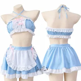 Kawaii Girl Anime Cafe Clerk Maid Unifrom Outfits Mulheres Bonito Lolita Azul Pijama Pool Party Garçom Trajes Cosplay m4Uw #