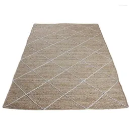 Ковры Квадратный джутовый ковер Плетеный вручную коврик для йоги Ковер с геометрическим узором 4x4 фута в деревенском стиле