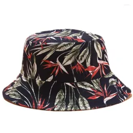 Berets 3D Flower Print Bucketi Hat Women Fahion Basin Female Summer Outdoor Fat Top Sun Cap Hip-Hop Hoperman Hats Hats