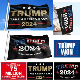 Bandiera delle bandiere della campagna Trump da 90 * 150 cm 2024 Bandiera presidenziale degli Stati Uniti Riprendi l'America per le elezioni LL