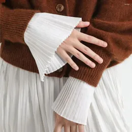 Knee Pads Ruffles Pleated Fake Sleeves Sweet Ruched Chiffon Hand Wrist Cuffs Wristband Sweater Horn Blouse Warmers