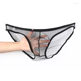 Cuecas gay briefs lingerie fishnet malha transparente calcinha sexy homens jock cinta roupa interior erótico ultra-fino sissy tangas 2xl