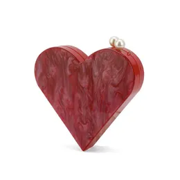 Women's New Shoulder Crossbody Bag Pearl Acrylic Peach Heart Bag Personalized Creative Heart-shaped Wedding Beach Dinner Bag 042524-11111