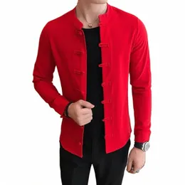 Männer Lg Sleeve Leinenhemd Marke Mandarin Kragen Casual Kimo Traditial Chinesischen Stil Regular Fit Herren Dr Shirts Große Größe f39b #