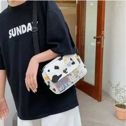 10a sacos de ombro lona estudante crossbody para as mulheres 2024 japonês dos desenhos animados impressão pequena saco bonito moda kawaii mensageiro telefone