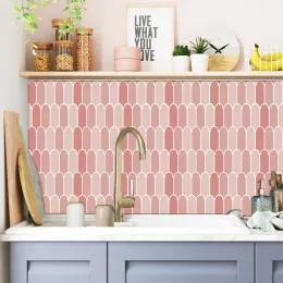Adesivos Wodecor estilo tijolo papel de parede autoadesivo rosa adesivos de parede à prova d'água azulejos 3D colados em backsplash 12 * 12 polegadas