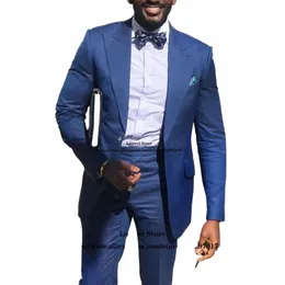 classico slim fit smoking dello sposo africano da sposa 2 pezzi giacca pantaloni set formale busin con risvolto abiti per uomo costume homme Y7tA #