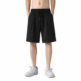 Pantaloncini da uomo traspiranti estivi in rete da palestra in seta di ghiaccio alla moda Pantaloncini larghi casual da jogging Pantaloni corti da spiaggia Fitn all'aperto Pantaloncini sportivi C45t #