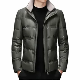 2023 NYA MÄNNER DOW JACKA Vinterrock Middle Age Lightweight Parkas Kort fritid Löst Outwear Warm Simple Fi Overcoat 042i#