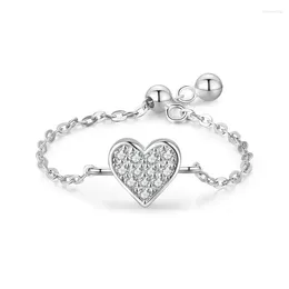 Anéis de cluster luxo 925 prata europeu e americano em forma de coração anel incrustado em miniatura projetado especificamente para jóias femininas elegantes