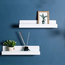 Racks de prateleira de parede de acrílico branco 15 polegadas escritório flutuante livro rack u tipo quadro decorativo cozinha e banheiro prateleiras de armazenamento
